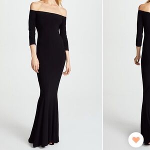 Norma Kamali fishtail off the shoulder gown
